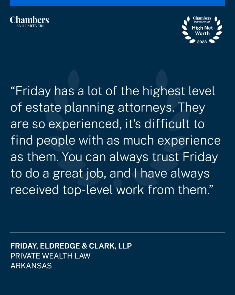 "Friday has a lot of the highest level of estate planning attorneys. They are so experienced, it's difficult to find people with as much experience as them. You can always trust Friday to do a great job, and I have always received top-level work from them."